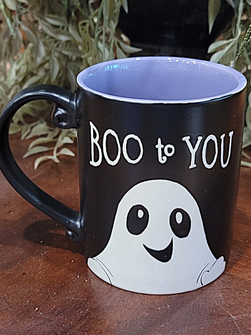 Spectrum Designz Halloween BOO TO YOU Ghost Coffee Mug Purple & Black